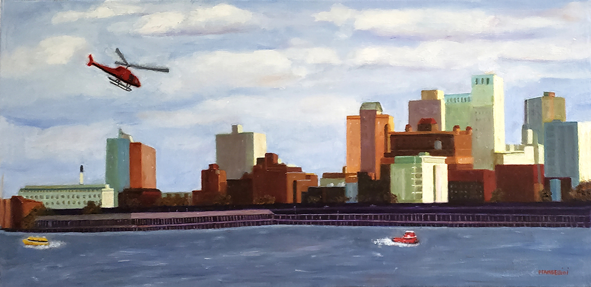 East River NYC Oil on Canvas 24x12